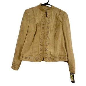 Conrad C Collection Tan Faux Suede Cutout Jacket NWT Size 8